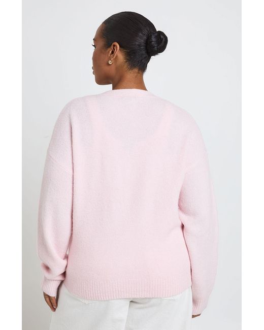Boohoo White Plus Soft Knit Pocket Detail V Neck Cardigan