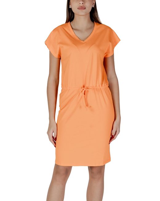 B.Young Orange Lassiges Minikleid Mit V-Ausschnitt Kurze Armel