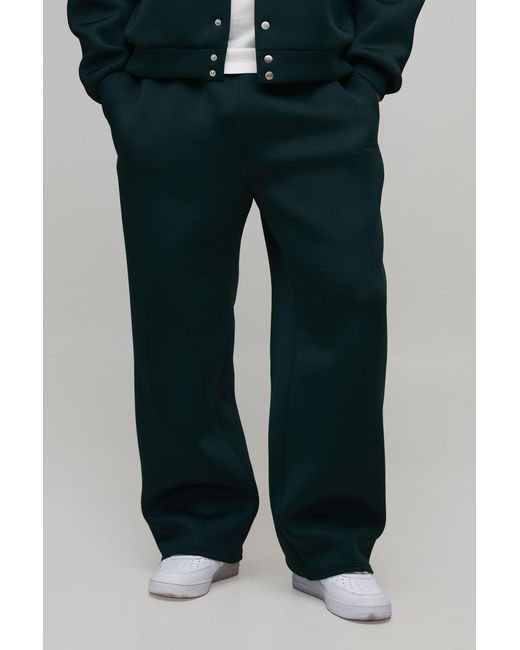 BoohooMAN Black Plus Relaxed Fit Scuba Marl Trousers for men