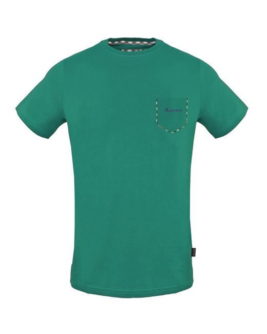 Aquascutum Green Check Pocket Trim T-Shirt Cotton for men