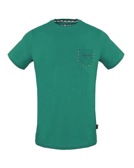 Aquascutum Green Check Pocket Trim T-Shirt Cotton for men