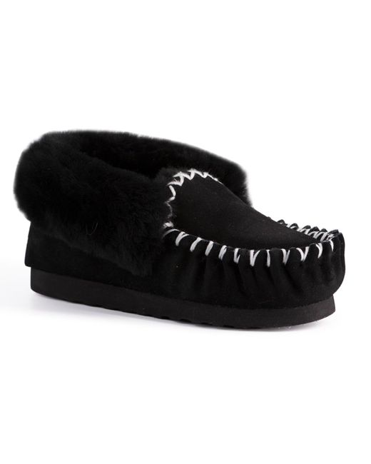Aus Wooli Black "Waterloo" Australia Hand Stitched Sheepskin Moccasin, Leather