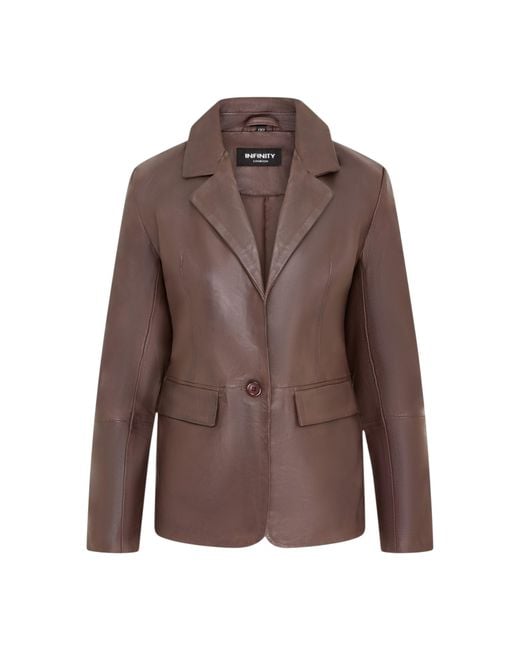 Infinity Leather Brown Conker Italian Blazer Jacket-Chongqing Lamb Leather