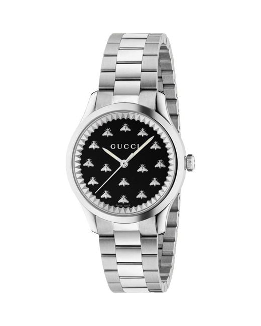 Gucci Metallic G Timeless Multibee Black Stainless Steel Bracelet Watch
