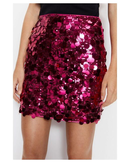 Warehouse Premium Tailored Sequin Mini Skirt