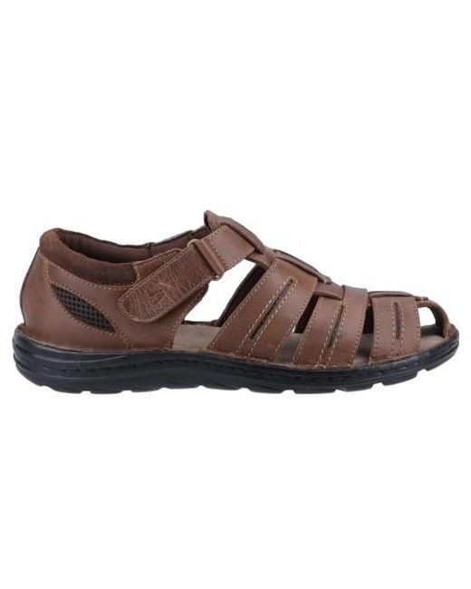 Hush Puppies Brown Albert Fisherman Leather Sandals for men