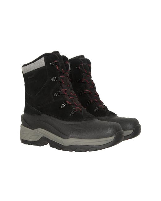 Mountain Warehouse Black 'Snowdon Extreme' Snow Boots Waterproof Thermal Winter Shoes Leather for men