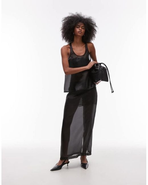 ASOS Black Organza Scoop Neck Tank Top
