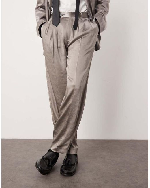 ASOS Gray Oversized Tapered Suit Trousers for men