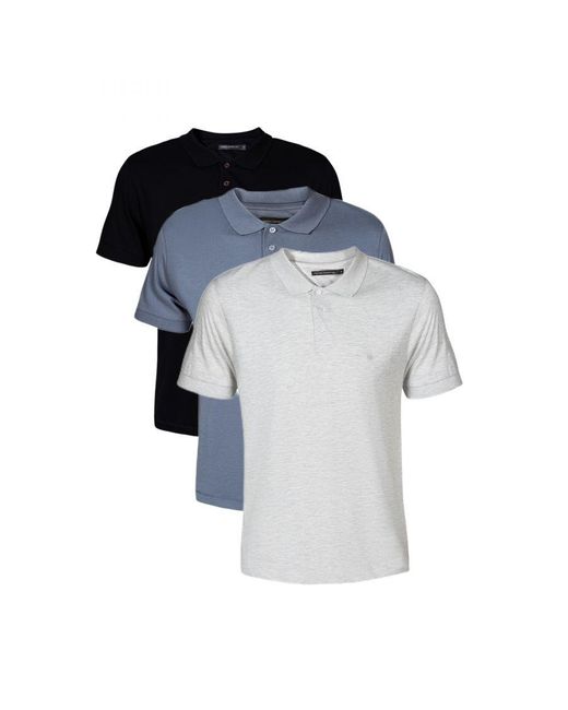 French Connection Blue 3 Pack Cotton Blend Polo Shirts for men