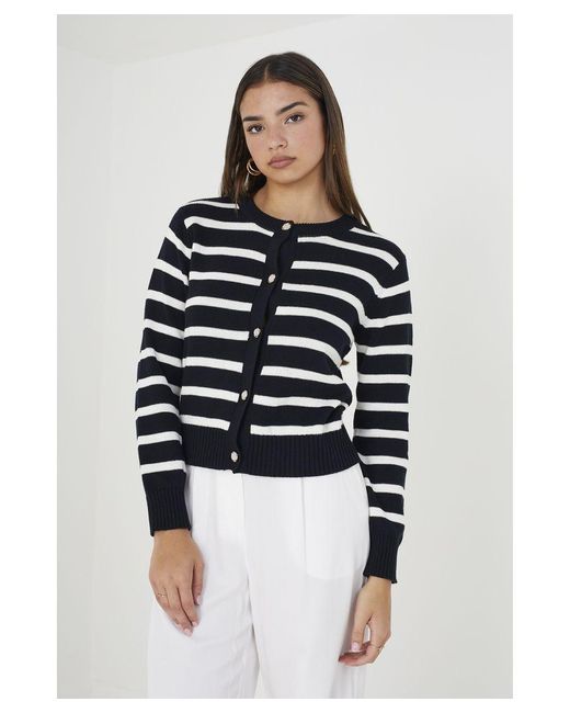 Brave Soul Blue 'Durham' Striped Knitted Cardigan