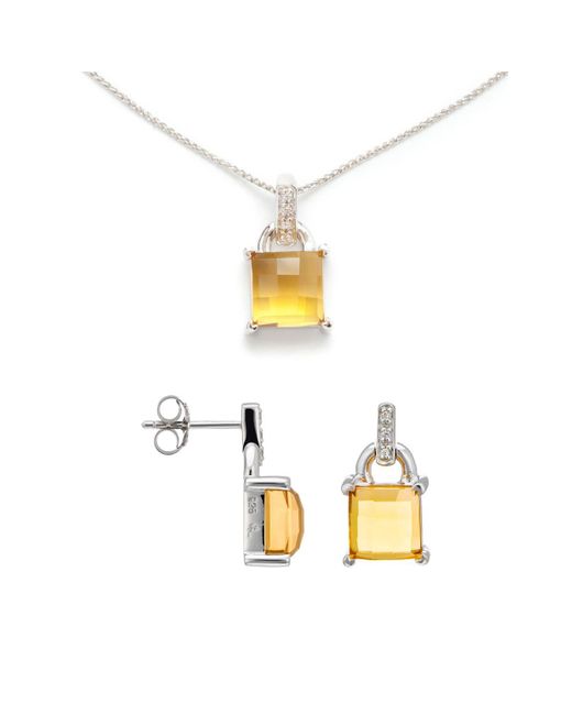 Orphelia Metallic 925 Sterling Set: Chain-Pendant + Earrings