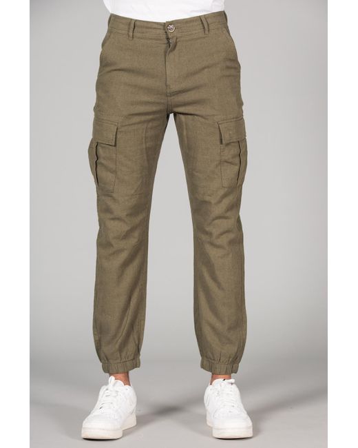 Tokyo Laundry Green Linen Blend Cargo-Style Trousers for men