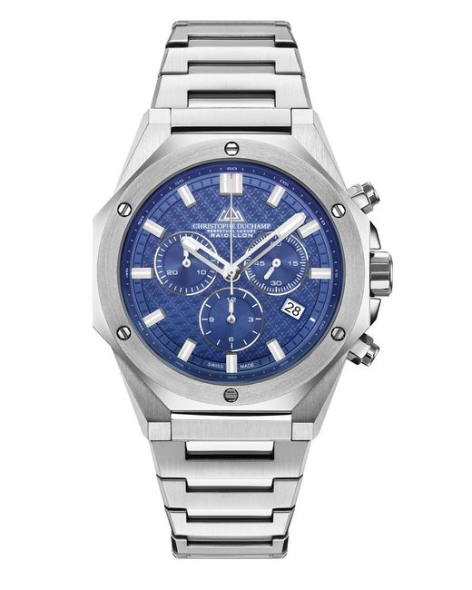 Christophe Duchamp Blue Logo-Textures Dial With Bracelet And Case for men