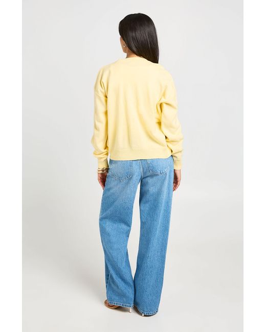Boohoo Blue Crew Neck Button Up Cardigan