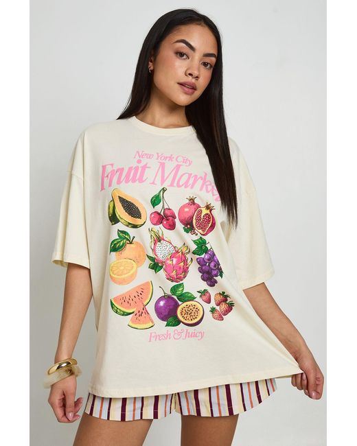 Boohoo Multicolor Fruit Market Printed T-Shirt