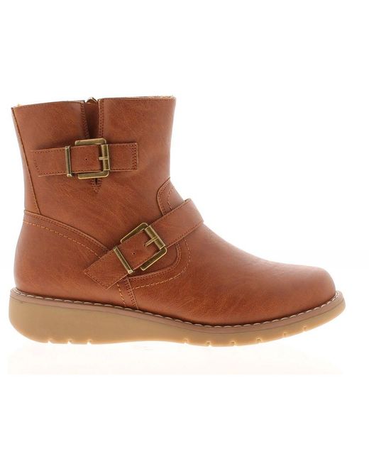 Platino Brown Ankle Boots Weeble Zip
