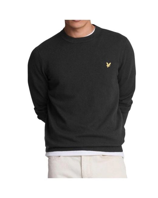 Lyle & Scott Black Crew Neck Gunmetal Pull Over Jumper for men