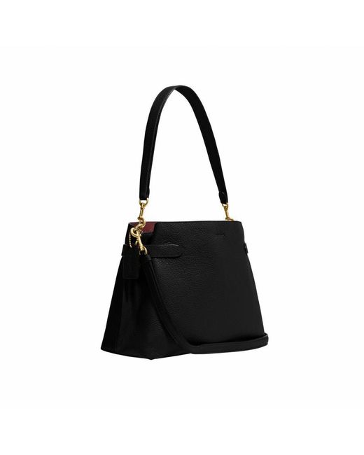 COACH Black Leather Hanna Shoulder Bag