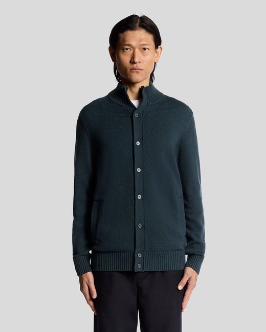 Lyle & Scott Blue Wool Blend Cardigan for men