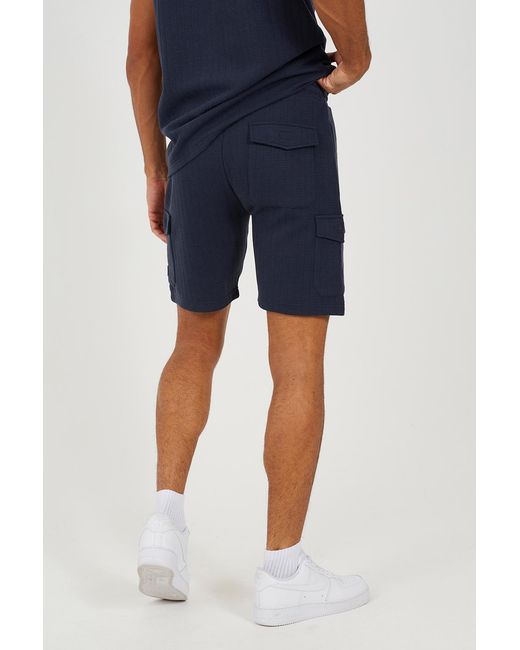 Brave Soul Blue Patch Pocket Elasticated Waist Shorts for men