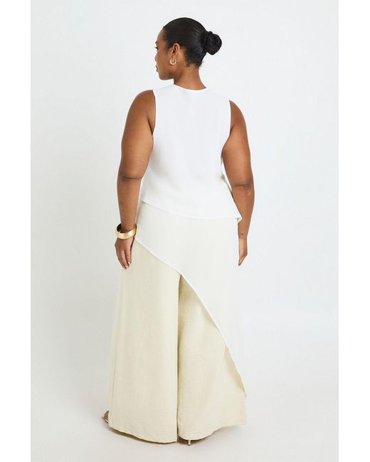Boohoo White Plus Layered Asymmetric Hem Longline Top