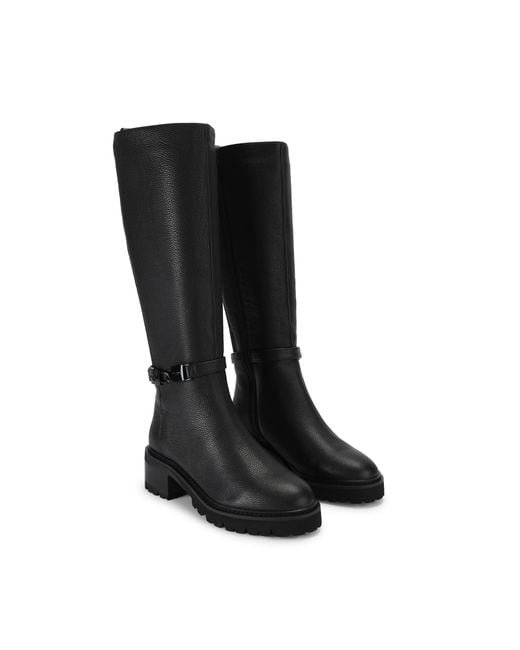 Kurt Geiger Black Leather Bromley 50/50 Knee Boots
