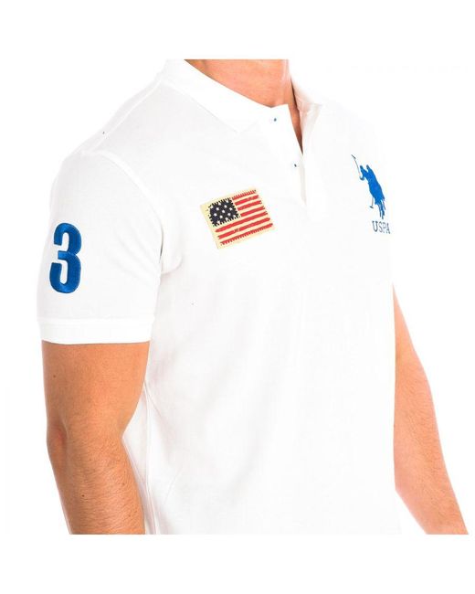 U.S. POLO ASSN. White Jare Short Sleeve With Contrasting Lapel Collar 64777 for men