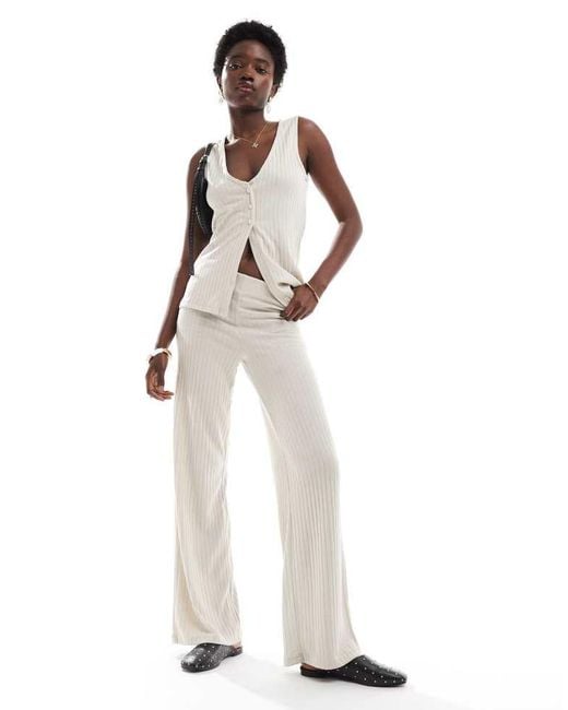 Vero Moda White Ribbed Longline Sleeveless Top Co-ord