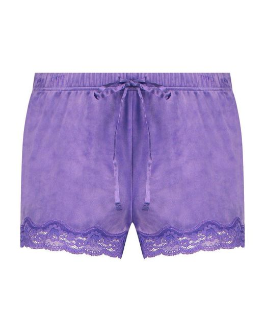 Hunkemöller Shorts Velours Lace in het Purple