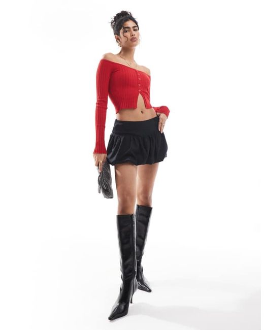 Hollister Red Low Rise Bubble Skirt