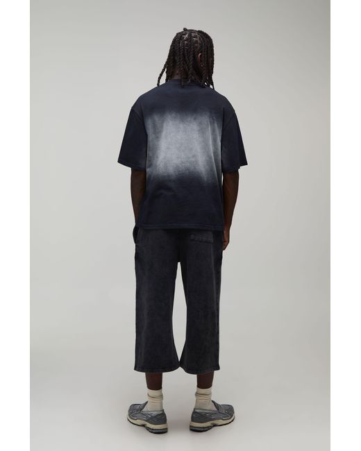BoohooMAN Blue Heavyweight Washed Jersey Longline Jort for men