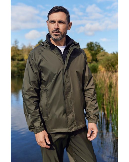 Mountain Warehouse Green 'Pakka Ii' Waterproof Packable Breathable Hooded Full Zip Jacket for men