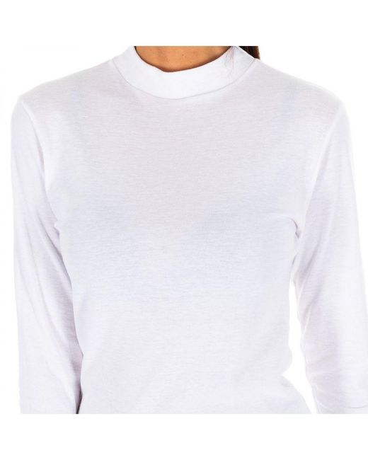 Kisses&Love White Long-Sleeved T-Shirt With Half-High Collar 1625-M