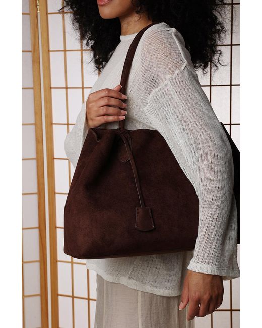 Where's That From Brown 'Drift' Suede Slouchy Shoulder Tote Bag