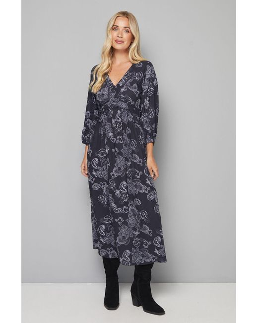 Wallis Gray Petite Floral Lace Insert Midi Dress
