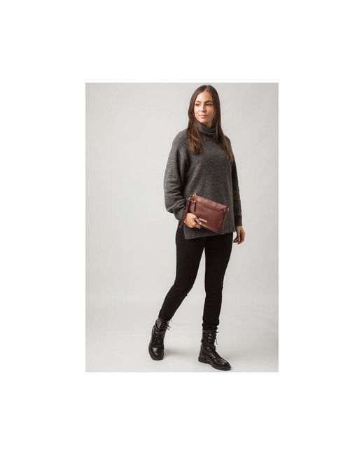 Pure Luxuries Brown 'Lytham' Leather Cross Body Clutch Bag