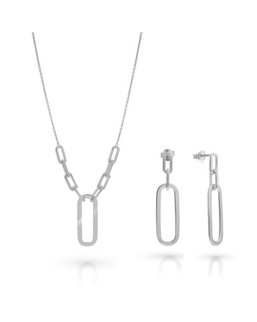 Orphelia Metallic 'Essence' 925 Sterling Set: Necklace + Earrings