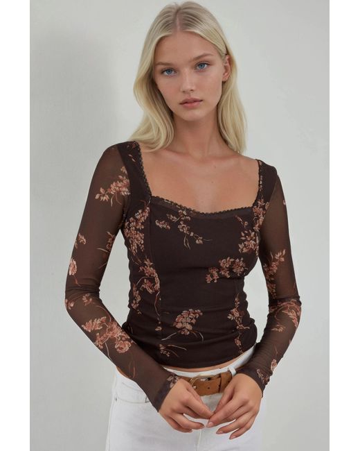 Hiccup Black Heart Collar Printed Long Sleeve Top