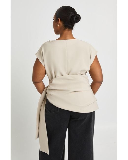 Boohoo White Plus Slash Neck Drape Side Top