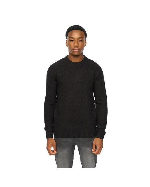 Duck and Cover Black Matera Textured Knitted Jumper for men