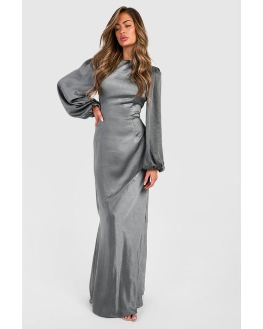 satin blouson sleeve maxi dress Avenue Women's Goldi Satin Blouson Sleeve Maxi Dress