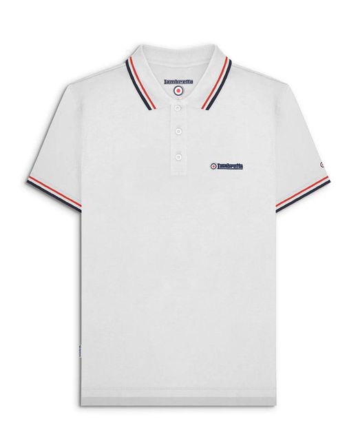 Lambretta White Twin Tipped Polo Shirt for men