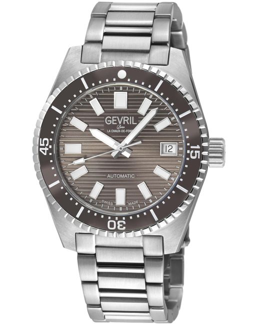 Gevril Gray Atlantic Avenue Ceramic Bezel, Embossed Dial, 316L Stainless Steel Bracelet for men