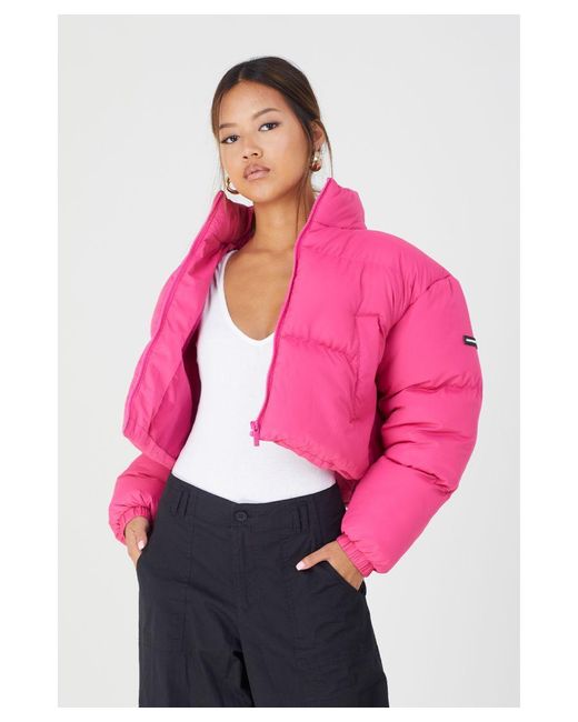 Good For Nothing Pink Cropped Puffer Jacket