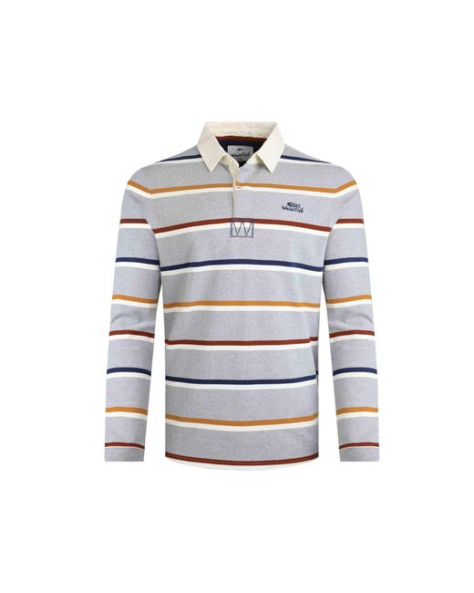 Weird Fish Blue Laxton Striped Organic Long-Sleeved Rugby Shirt Marl) for men