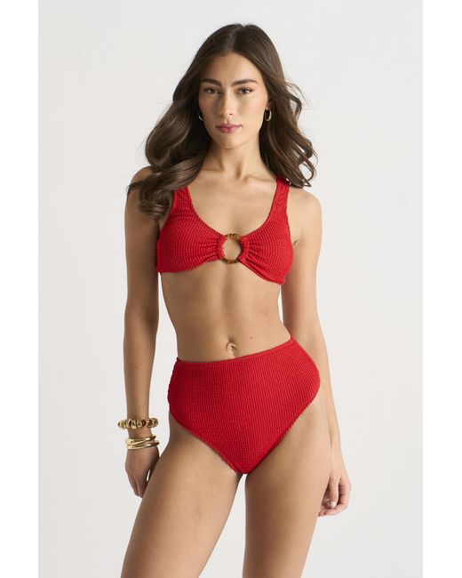 Gini London Textured High Waist Bikini Bottom