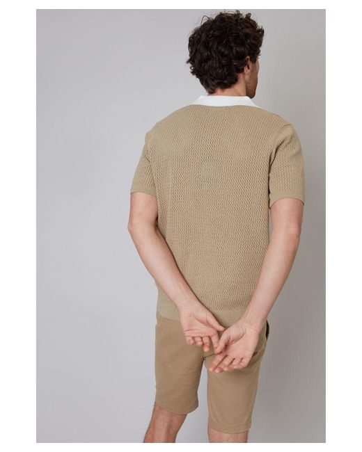 Threadbare Gray 'Meriton' Cotton Mix Short Sleeve Knitted Polo for men