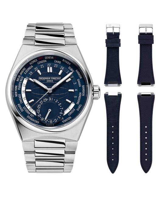 Frederique Constant Blue Frédérique Highlife Worldtimer Watch Fc-718N4Nh6B Stainless Steel (Archived) for men