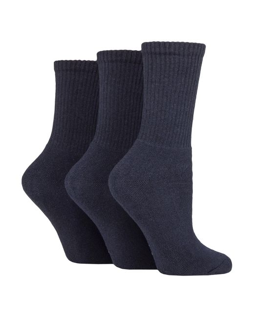 SOCKSHOP TORE Blue 3 Pack Ladies Plain Crew Sport Socks